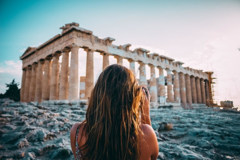 Girl Photographing Ruins | Athens, Greece