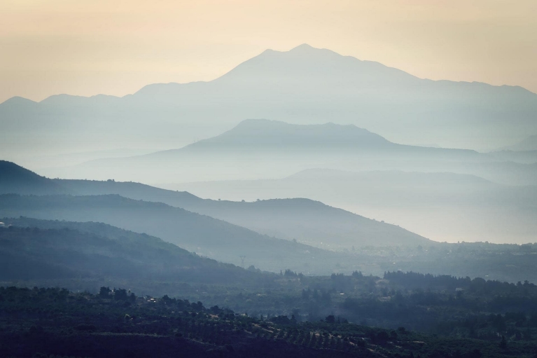 Mountains in the Fog on Crete