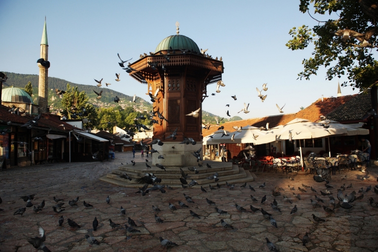 
    The Sebilj fountain in Sarajevo's bazaar  