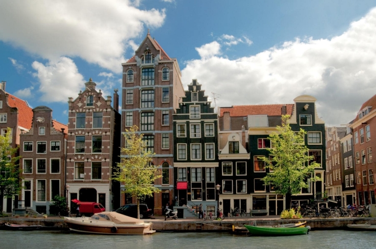 Vista dei canali di Amsterdam, Paesi Bassi
