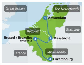 Map with example route in Luxembourg