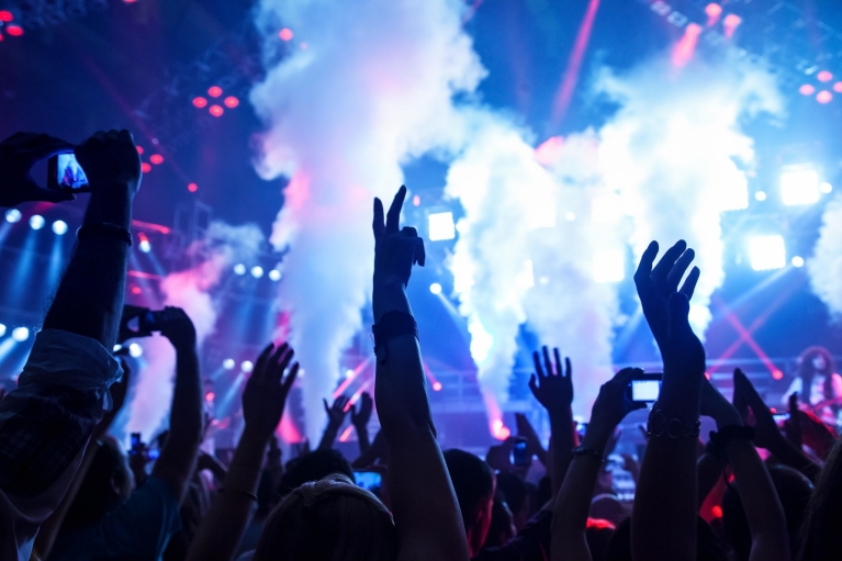 Hands in the air at a music festival