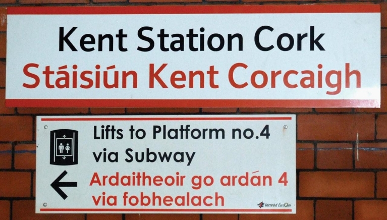 Signs at Cork Train Station Ireland