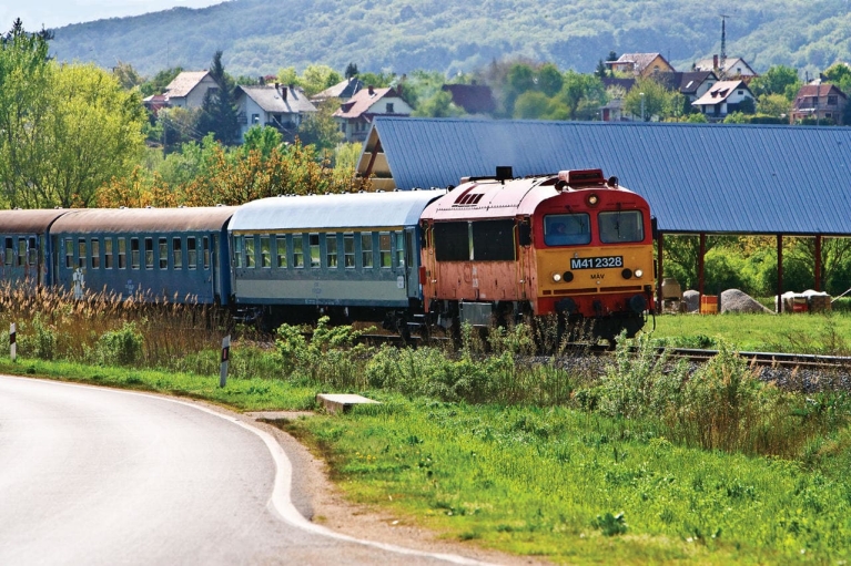 MAV Train crossing Hungarian landscape